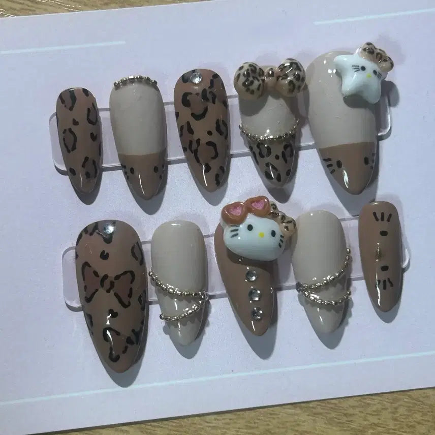 [BUNJANG] Tanning Kitty Handmade Nail Tips / 태닝 키티 수제 네일팁