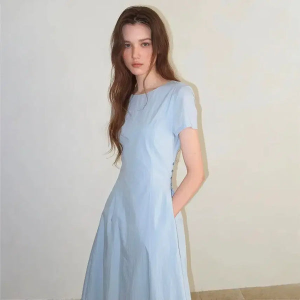 [BUNJANG] ETMONT Side Button Stitch Dress / 에트몽 사이드 버튼 스티치 드레스 원피스 M (택안뗌)