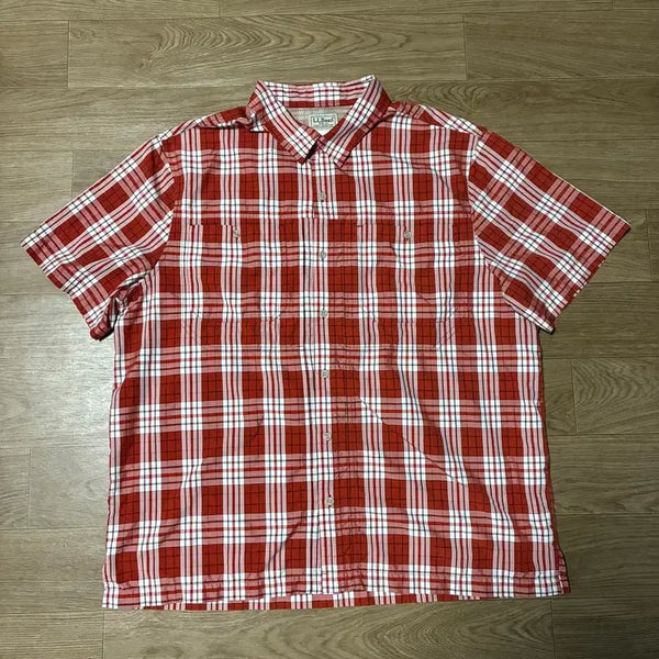 [BUNJANG] LL Bean Plaid Short Sleeve Shirt XXL / XXL) LL Bean 엘엘빈 체크 반팔셔츠