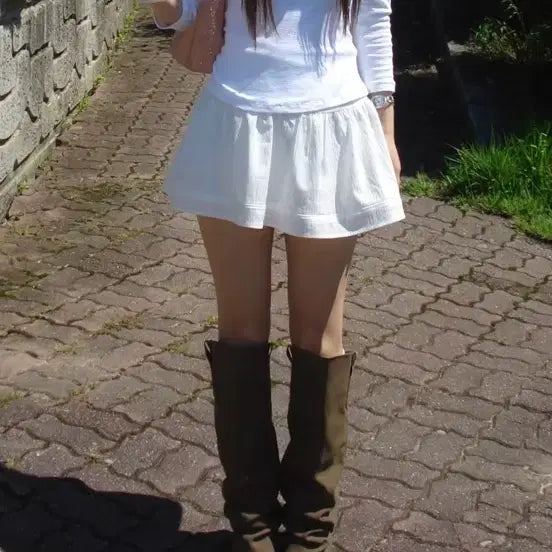 [BUNJANG] Our Cabinet White Tiered Mini Skirt / 아워캐비넷 화이트 캉캉 스커트