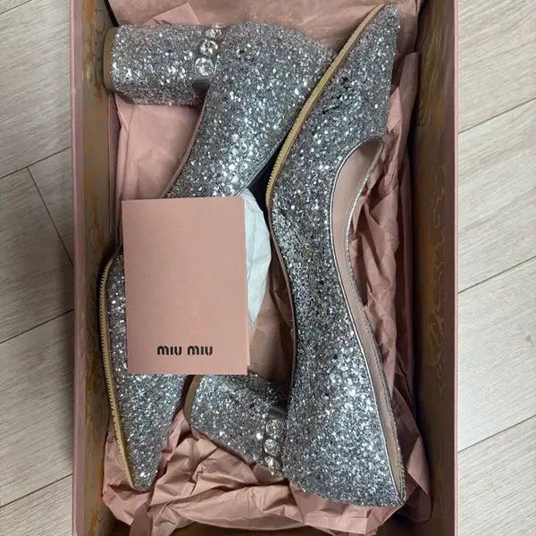 [BUNJANG] Miu Miu Silver Glitter Heels / 미우미우 실버 글리터 힐