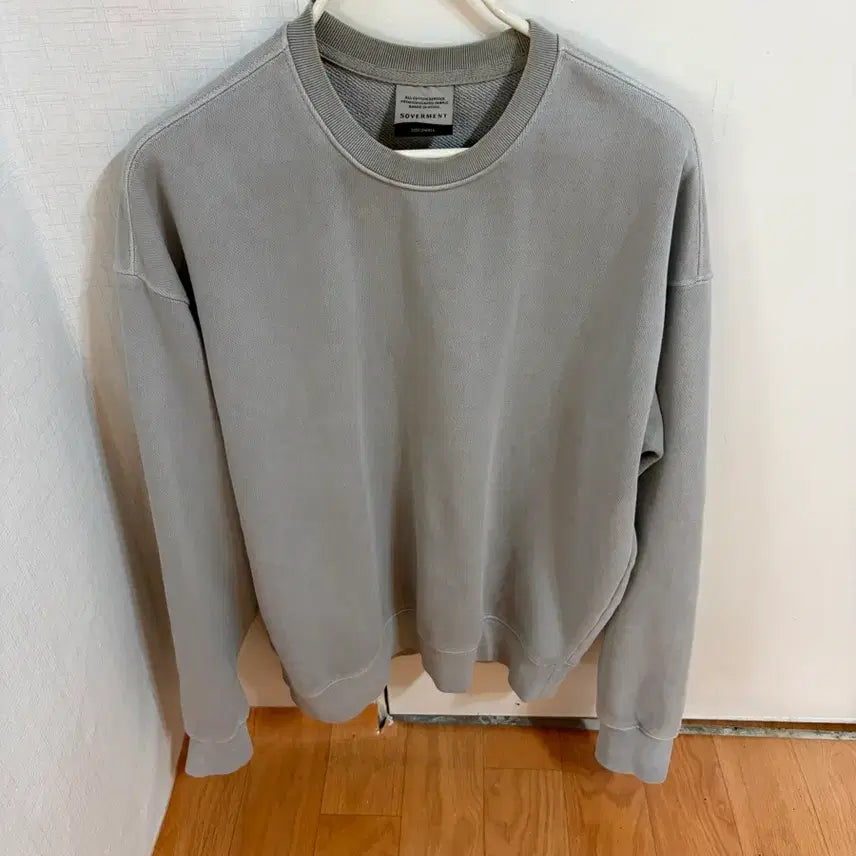 [BUNJANG] Soverment 980G Pigment Sweatshirt + Pants Set (Moon Grey) / 소버먼트 980G 피그먼트 맨투맨 + 팬츠 세트 (색상 문 그레이)