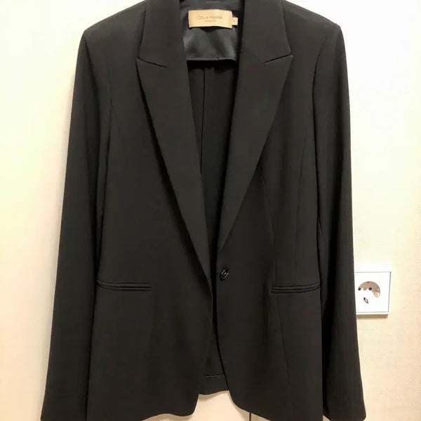 [BUNJANG] Black Jacket, Navy Blouse, Black H-Line Skirt Set / 자켓, 블라우스, H라인스커트 면접룩 일괄 팝니다.