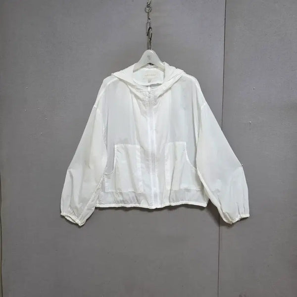 [BUNJANG] Plastic Island White Windbreaker Jumper FF / 플라스틱아일랜드 흰색 바람막이 점퍼 FF   n7310