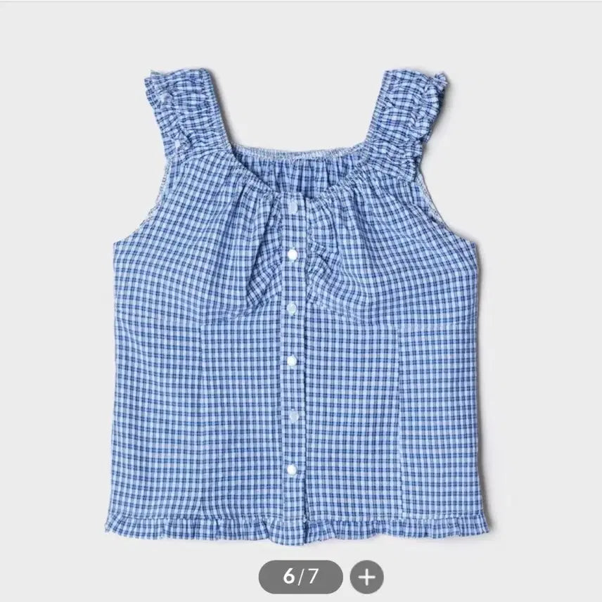 [BUNJANG] SPAO Frill Sleeveless Blouse - Blue, Size S / 새상품) 스파오 프릴 나시 블라우스 S