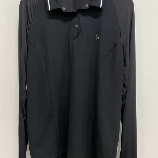 [BUNJANG] Hazzys Golf Black Long Sleeve Women's Polo Shirt (Size 100) / [100] 헤지스 골프 블랙 긴팔 여성 카라티