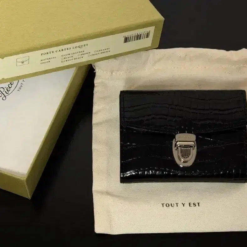 [BUNJANG] Toutie Crocodile Card Wallet Black / 투티에 로케 카드 지갑 크로커다일 블랙
