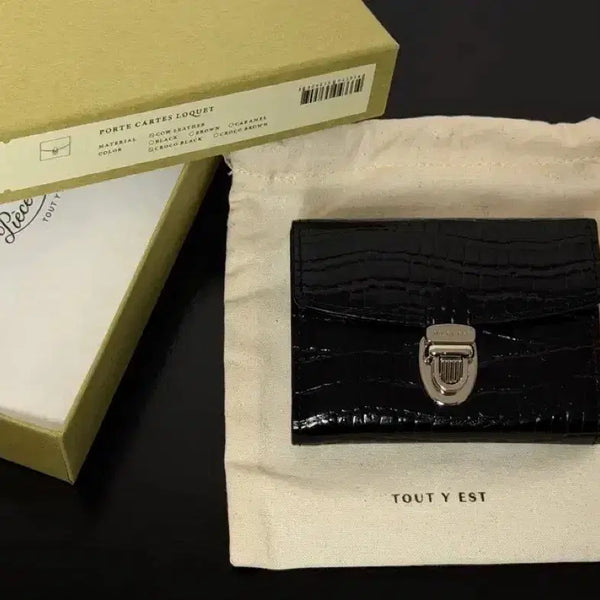 [BUNJANG] Toutie Crocodile Card Wallet Black / 투티에 로케 카드 지갑 크로커다일 블랙