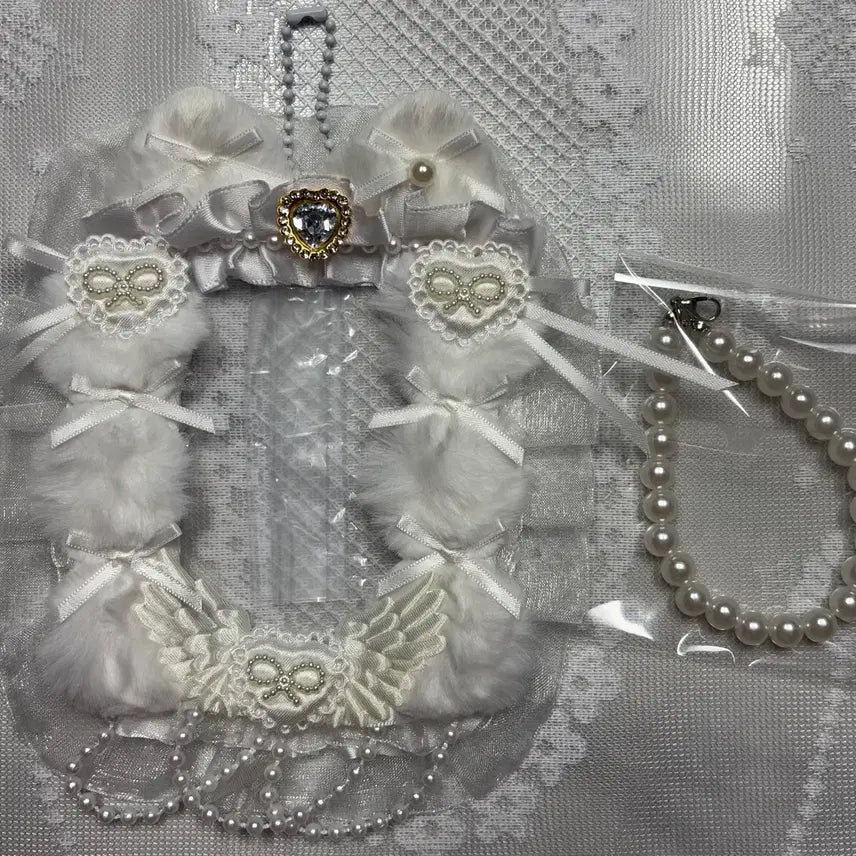 [BUNJANG] Cat Ribbon Lace Photocard Holder Toploader / 리본 레이스 탑꾸 포카홀더 탑로더 고양이 (흰색)