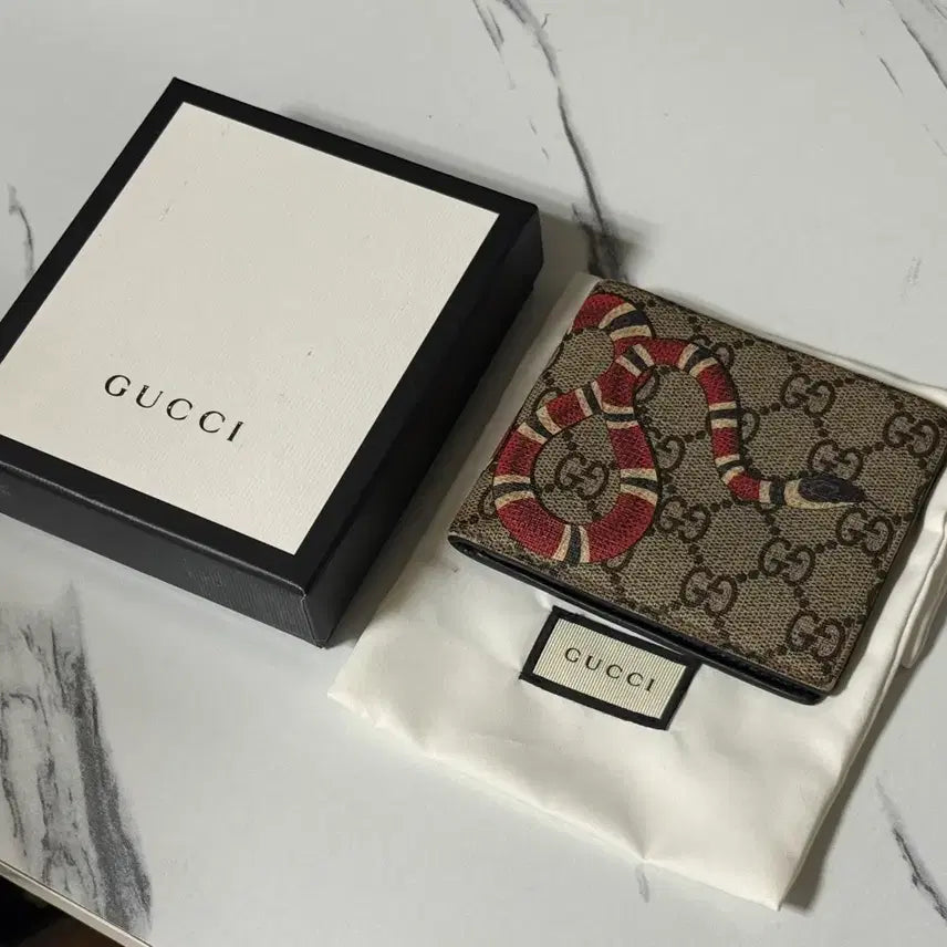 [BUNJANG] Gucci GG Kingsnake Supreme Bifold Wallet Full Set / 구찌 GG 킹스네이크 슈프림 반지갑 풀구성