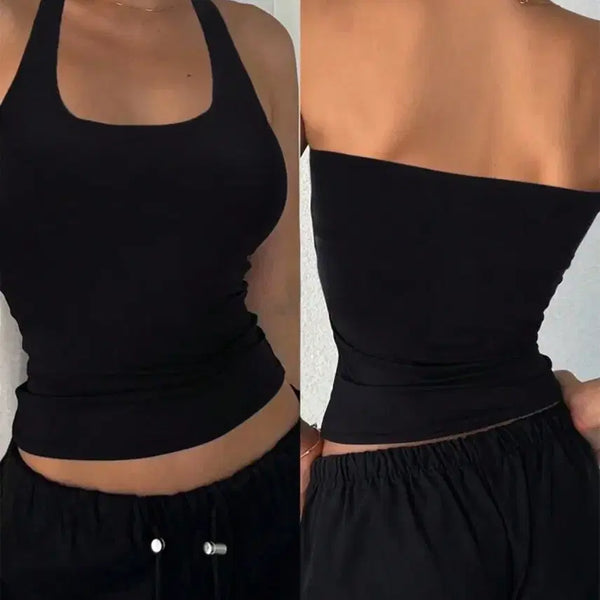 [BUNJANG] Black Halter Neck Tank Top / (새상품) 블랙 홀터넥 나시