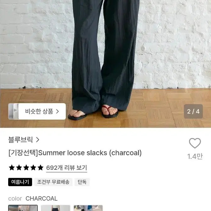 [BUNJANG] Blubric Summer Loose Fit Slacks Charcoal Size 2 / 블루브릭 썸머 루즈 슬랙스 챠콜 2
