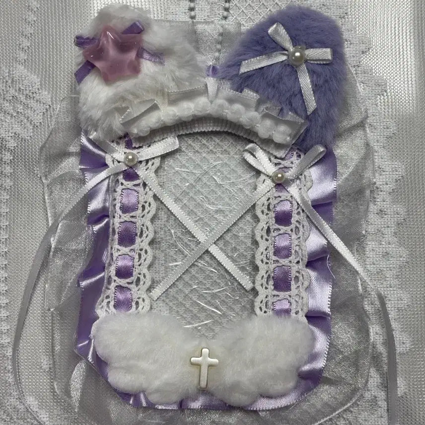 [BUNJANG] Ribbon Lace Photocard Holder Toploader (Purple) / 리본 레이스 탑꾸 포카홀더 탑로더 (퍼플)