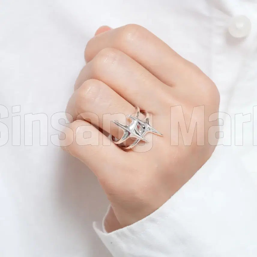 [BUNJANG] Silver 925 Double Star Open Ring / [빠른발송] 실버925 더블 별 스타 오픈링 반지
