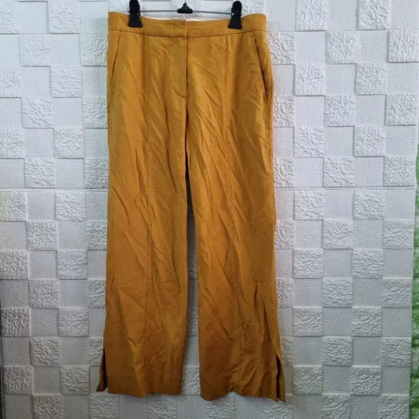 [BUNJANG] Women's Wide Leg Slacks Mustard Yellow / 여성 와이드 슬랙스 머스타드 옐로우 A