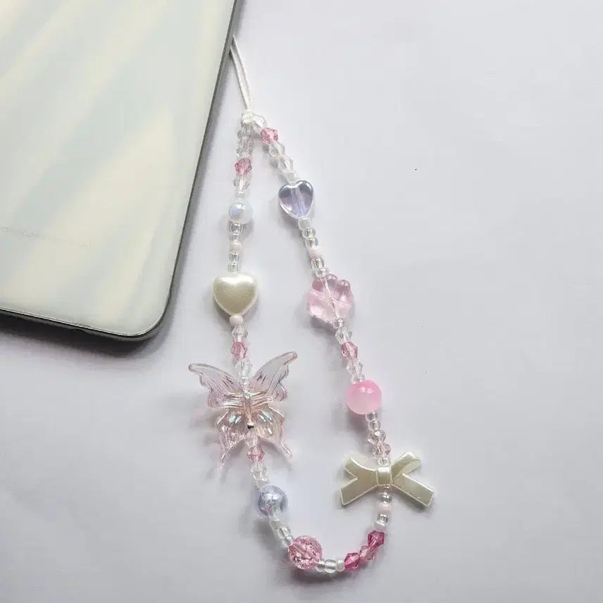[BUNJANG] Pink Core Butterfly Phone Charm Strap / 핑크코어 나비 휴대폰 줄/스트랩