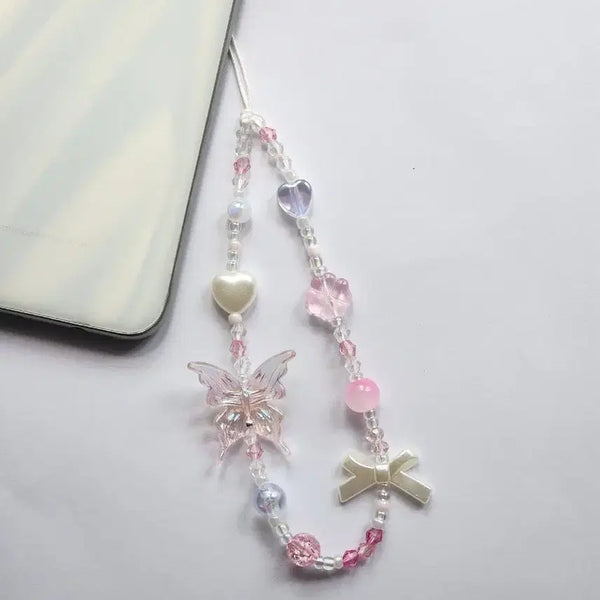 [BUNJANG] Pink Core Butterfly Phone Charm Strap / 핑크코어 나비 휴대폰 줄/스트랩
