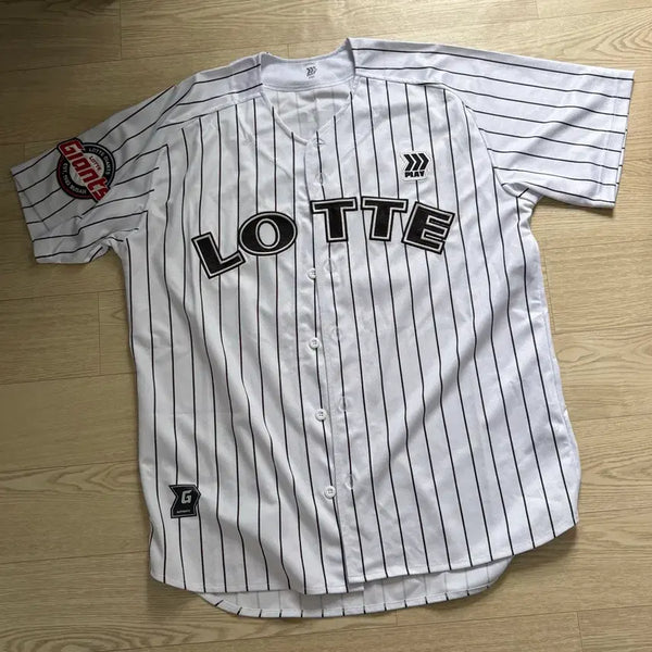 [BUNJANG] Lotte Giants Old Stripe Authentic Uniform Park Jeong-min / [XL105]급처)롯데자이언츠 올드 스트라이프 어센틱 유니폼 박정민 마킹