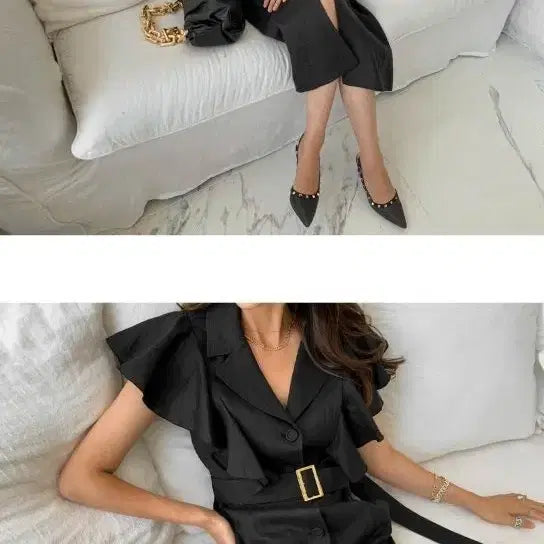 [BUNJANG] Jullog Black Linen Dress Size 66 / 줄로그 블랙린넨원피스66(새상품)