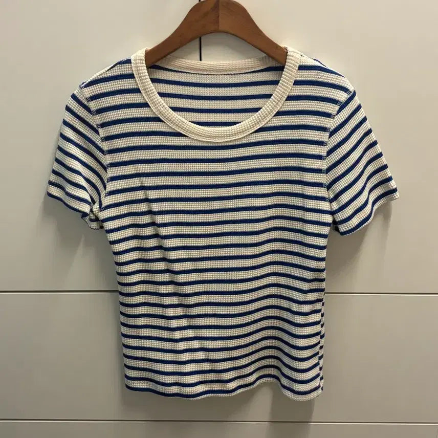 [BUNJANG] Striped Short Sleeve T-Shirt - Blue / 스트라이프 반팔 티셔츠 블루