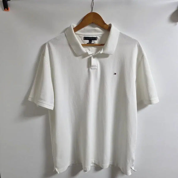 [BUNJANG] Tommy Hilfiger 1985 Regular Fit Short Sleeve Polo T-Shirt (White, 3XL) / [3XL] 정품 타미힐피거 1985 레귤러핏 반팔 카라티 (화이트)