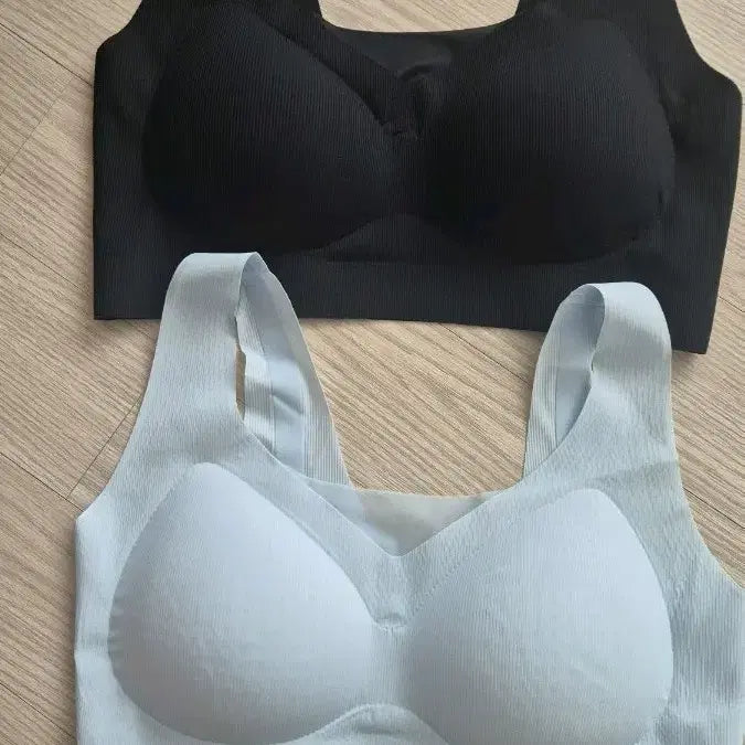 [BUNJANG] No-Wire Bra Set (Mint & Black, Size 66) / 노와이어 브라세트(새상품 66)