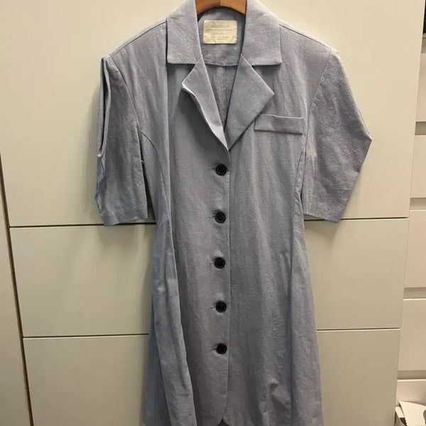 [BUNJANG] Puff Sleeve Mini Dress with Back Slit / 퍼프 뒤트임 미니 원피스