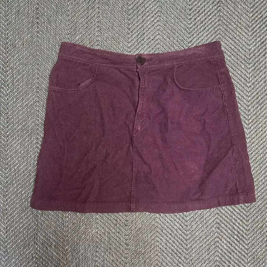 [BUNJANG] Zara Corduroy Mini Skirt Burgundy / 자라 골덴 치마