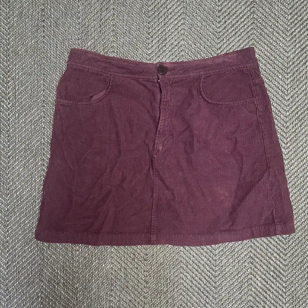 [BUNJANG] Zara Corduroy Mini Skirt Burgundy / 자라 골덴 치마