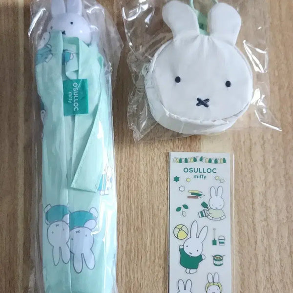 [BUNJANG] O'sulloc x Miffy Collaboration Keychain Pouch, Umbrella, and Sticker Bundle / (새상품)오설록미피키링파우치,미피우양산,스티커 일괄판매