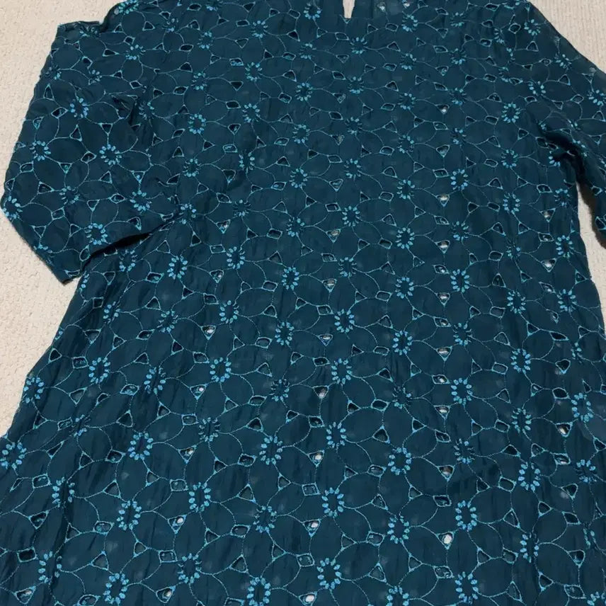 [BUNJANG] Vintage Teal Floral Dress / 빈티지 청록 플라워 원피스