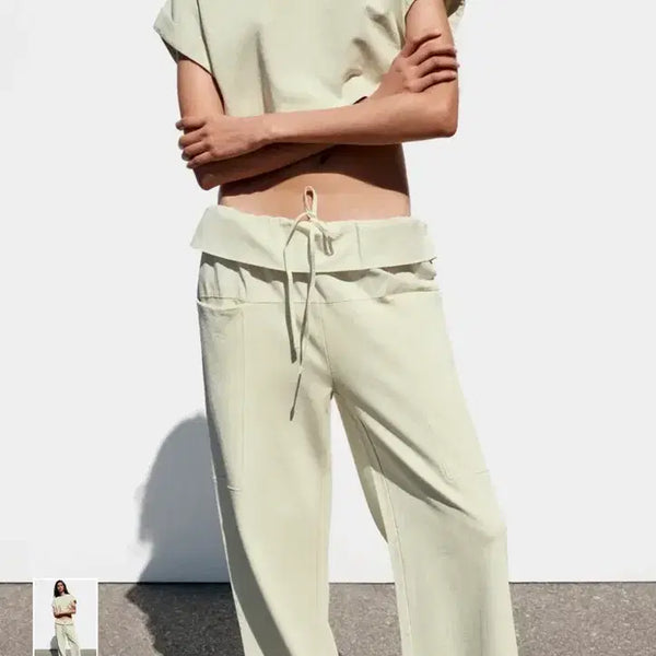 [BUNJANG] ZARA Poplin Wide-Leg Pants / 자라 포플린 웨이스트 팬츠