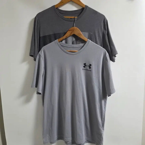 [BUNJANG] Under Armour Men's Short Sleeve T-Shirt Bundle Set (Freedom / Graphic) - Size L / [L] 언더아머 반팔 티셔츠 2종 일괄 (프리덤 / 그래픽)