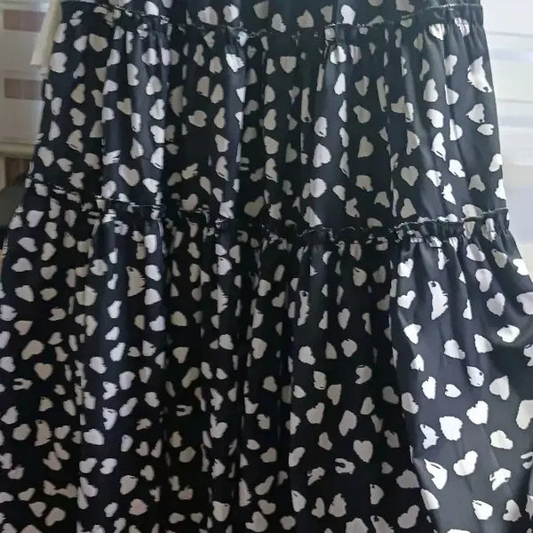 [BUNJANG] Heart Pattern Ruffle Mini Skirt / 하트 패턴 캉캉 스커트