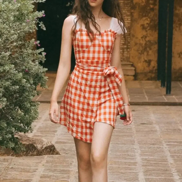 [BUNJANG] Cinciden Plaid Ribbon Midi Dress (New) / 신스덴 원피스 (새옷)