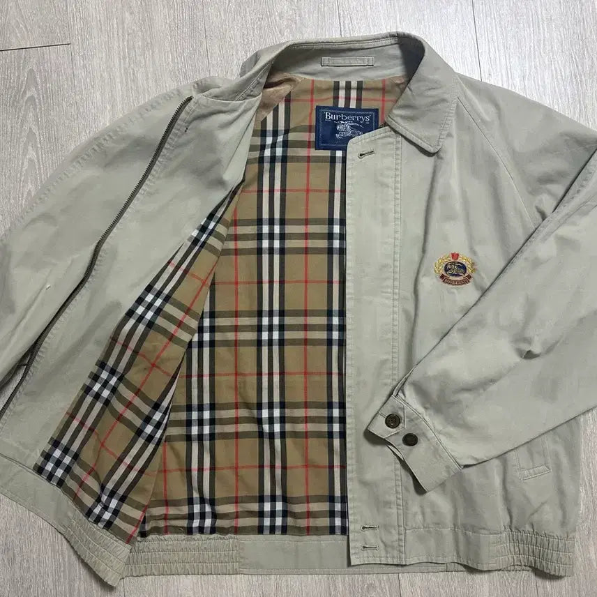 [BUNJANG] Burberry Check Lined Cotton Jacket Beige M / 버버리 체크 안감 코튼 자켓 베이지 M