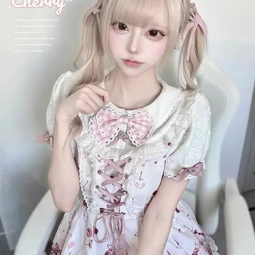 [BUNJANG] Lizlisa Lolita Cherry Setup Dress / 리즈리사 양산형 로지타 체리 셋업 로리파 시크릿허니