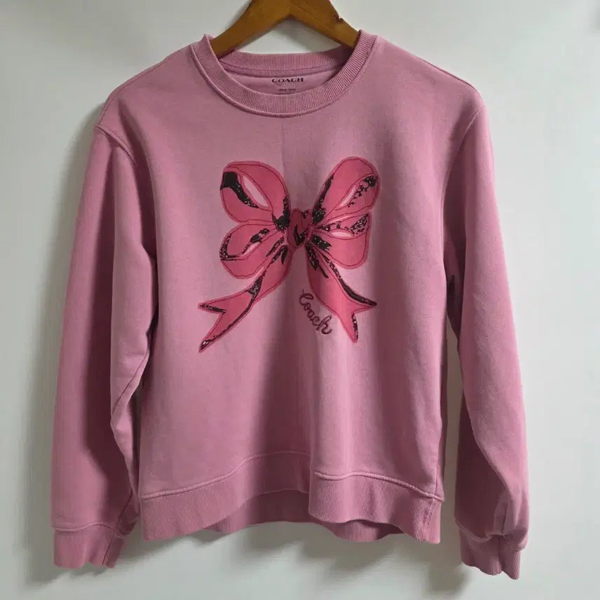 [BUNJANG] Coach Big Ribbon Sweatshirt Pink Women's M (55) / [정품] 코치 COACH 빅 리본 스웻셔츠 핑크 맨투맨 (M/55)