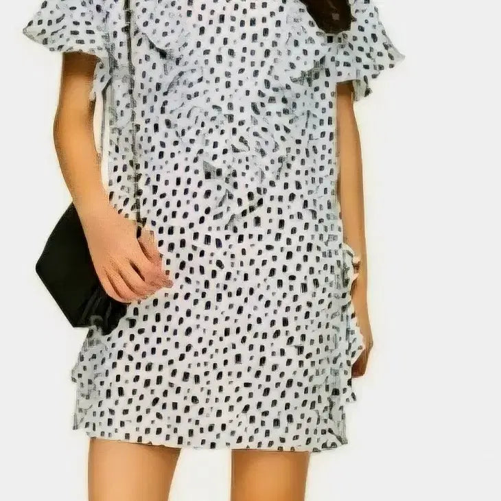 [BUNJANG] Lucky Chouette Skull Print Frill Dress Black / 럭키슈에뜨 스컬 프린팅 프릴 원피스 프리