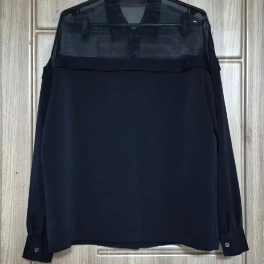[BUNJANG] Tomboy Sheer Contrast Shirt (Women's) / 톰보이 시스루 배색 셔츠 (여성)F