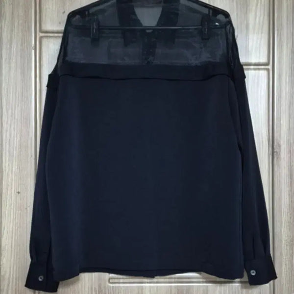 [BUNJANG] Tomboy Sheer Contrast Shirt (Women's) / 톰보이 시스루 배색 셔츠 (여성)F