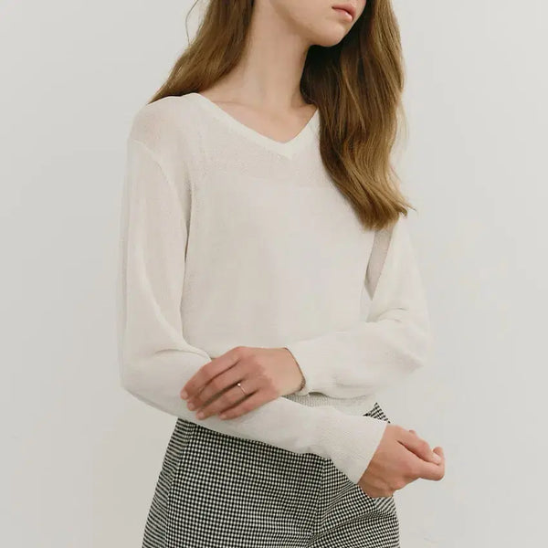 [BUNJANG] sie Airy V-neck Knit Cream / sie 시에 에어리 브이넥 니트 크림