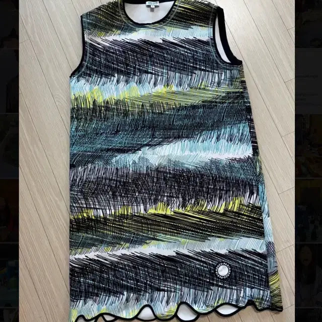[BUNJANG] Kenzo Neoprene Wave Cut Hem Dress / 44 55 정품 겐조 언발 물결컷 밑단 네오프렌 원피스