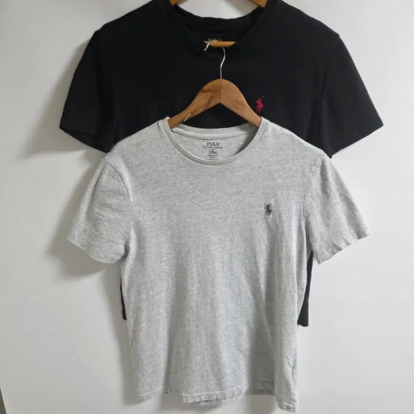 [BUNJANG] Polo Ralph Lauren Custom Fit Basic Round Neck T-Shirt 2-Piece Set (Grey/Black) / [S] 정품 폴로 랄프로렌 기본 라운드 반팔티 2종 세트 (그레이/블랙)