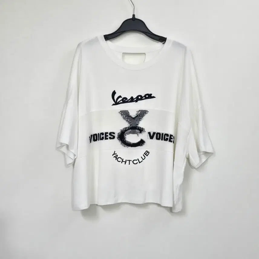 [BUNJANG] VOV Lettering Cold-Touch Knit T-Shirt / 보브 VOV 냉감 레터링 니트티