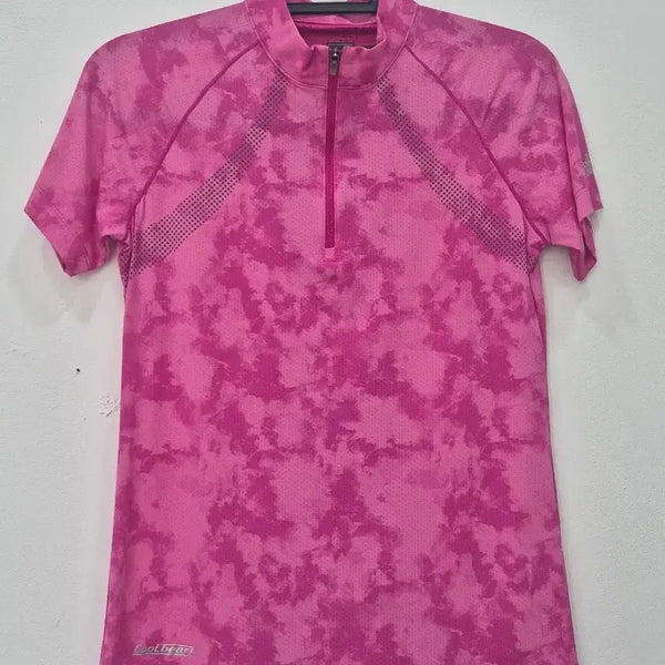[BUNJANG] The North Face Functional Coolgear Half-Zip Short-Sleeve T-Shirt / [S] 노스페이스 기능성 쿨기어 반집업 반팔티 S 85 핫핑크 메쉬
