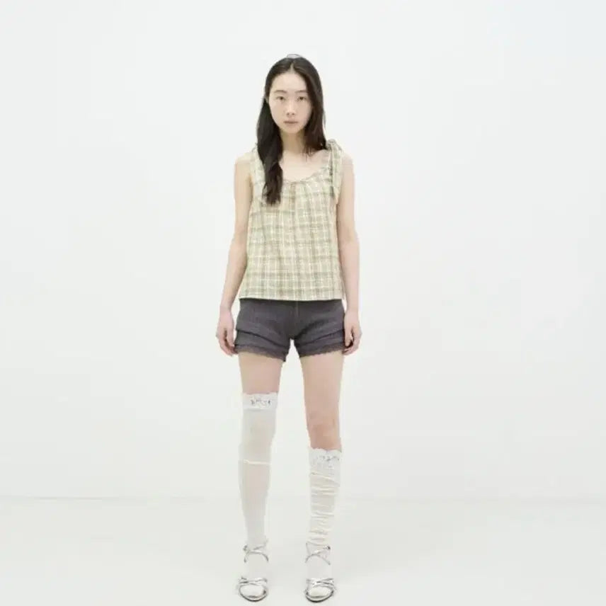[BUNJANG] Colocynth Tie Check Blouse / 콜로신스 타이 체크 블라우스