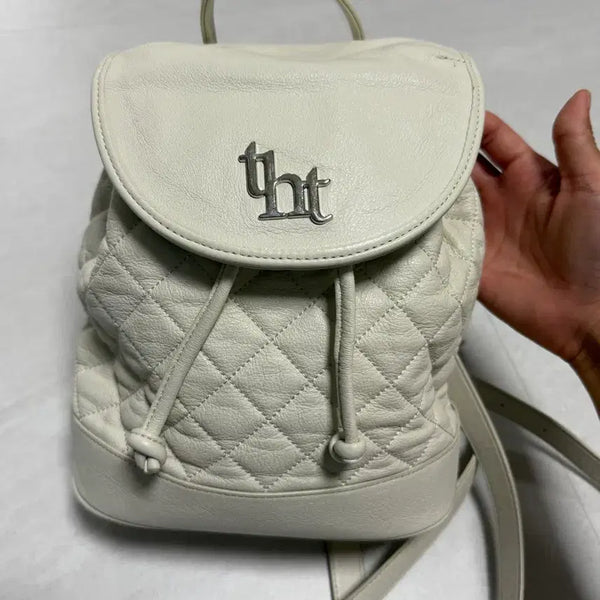 [BUNJANG] 3Times Arcon Quilted Backpack Ivory / 쓰리타임즈 아콘 퀼팅 퀼티드 백팩 아이보리