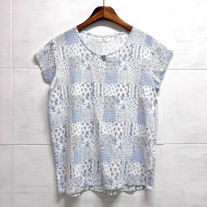 [BUNJANG] Patchwork Floral Mori Girl Blouse Top L JPN / 패치워크 패턴 잔꽃 모리걸 블라우스 탑 L JPN