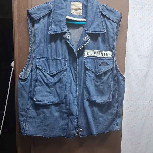 [BUNJANG] Tomboy Denim Vest (One Size) / 톰보이 데님 조끼(프리)